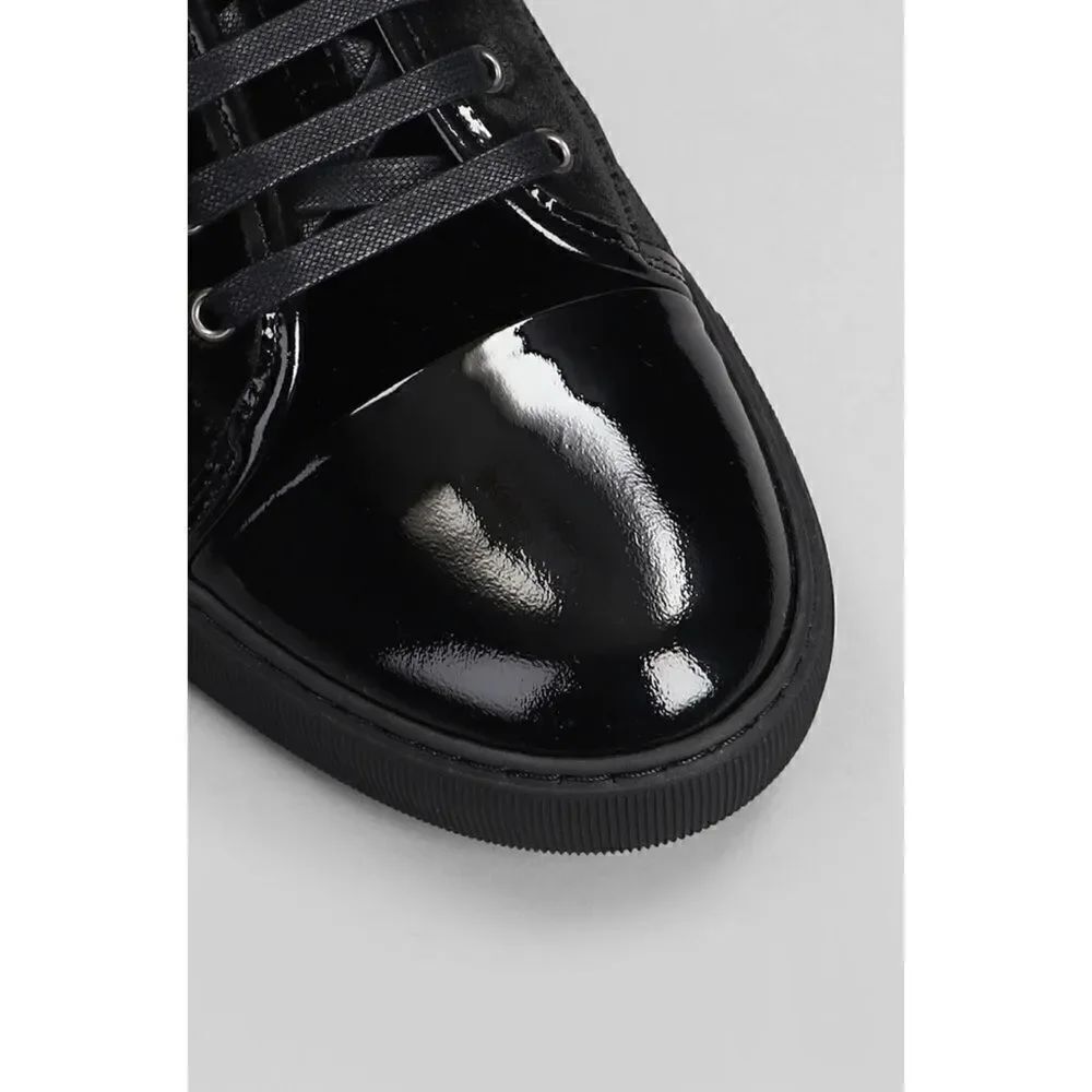 Fiesso Black Patent Lace up Low Cut Leather Sneaker FI2415-2 Size 9.5